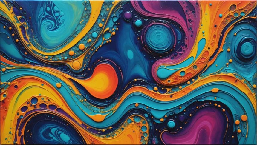 silicone oil enhances acrylic pours