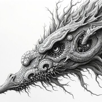 intricate ink line drawings