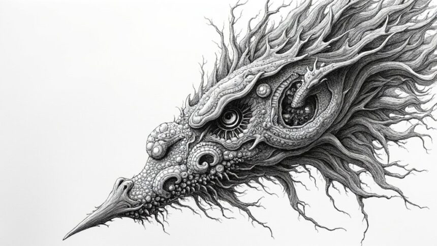 intricate ink line drawings