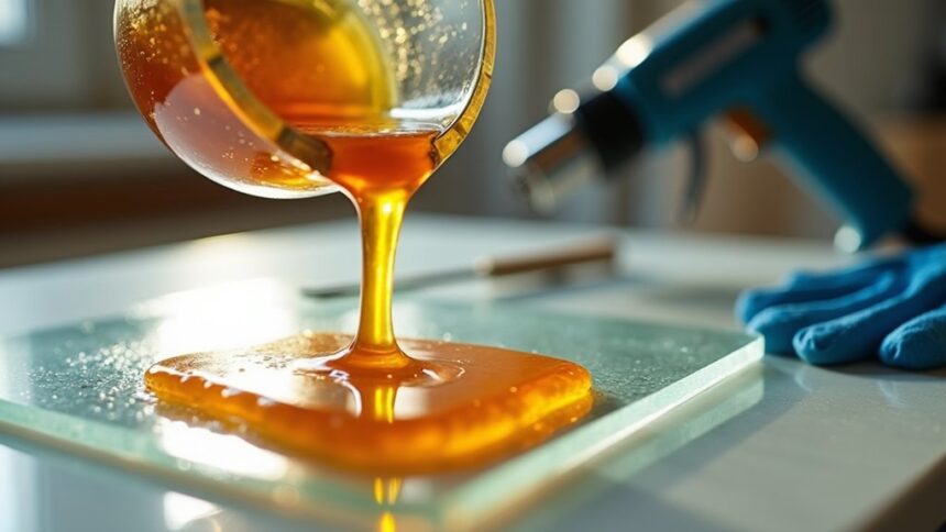 resin application on glass
