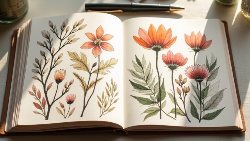 themed sketchbook page designs