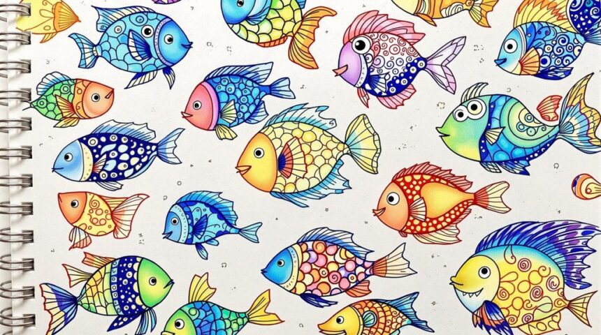 adorable doodle fish designs
