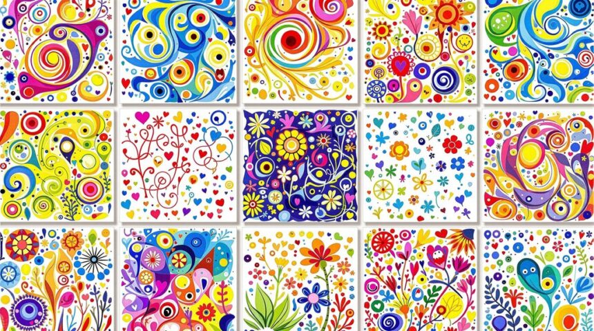 beginner friendly colorful doodles
