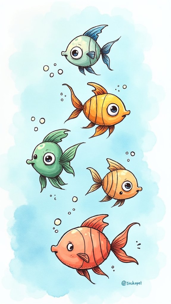 bubbly fish swimming playfully
