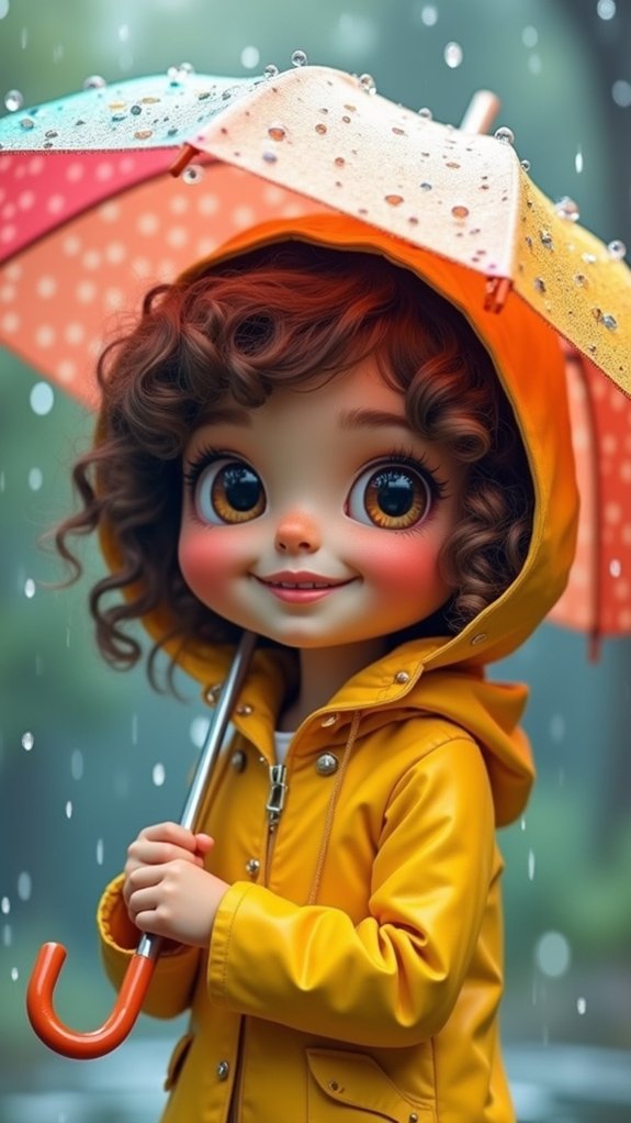 bubbly girl in raincoat