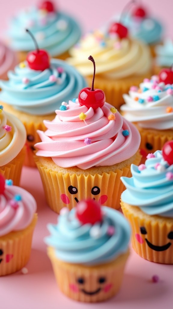 cheerful cupcake face doodle