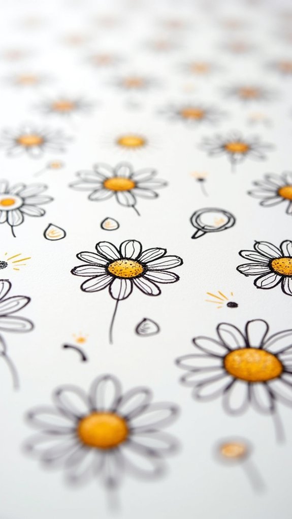 cheerful daisy flower doodles