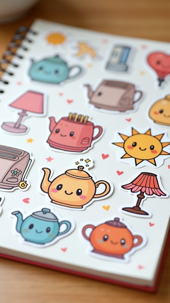 cheerful household object doodles