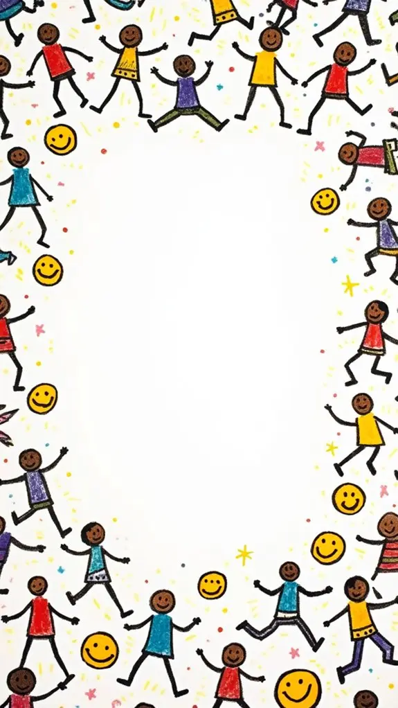 cheerful stickman doodle borders