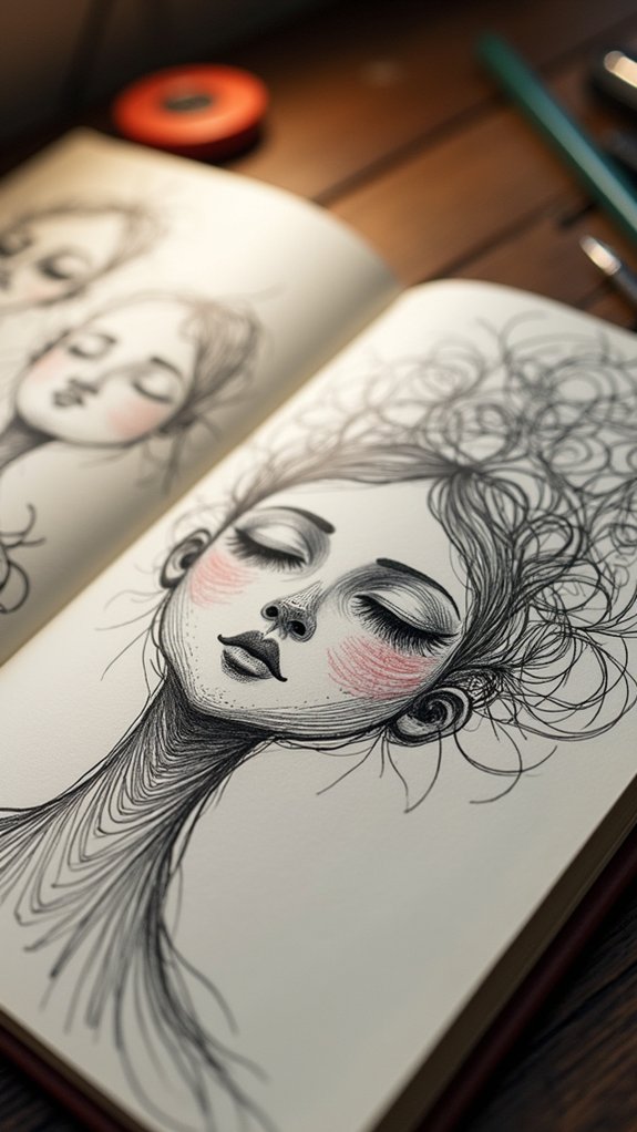 chill exhaling face doodle