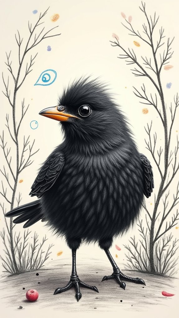 chubby blackbird doodle charm