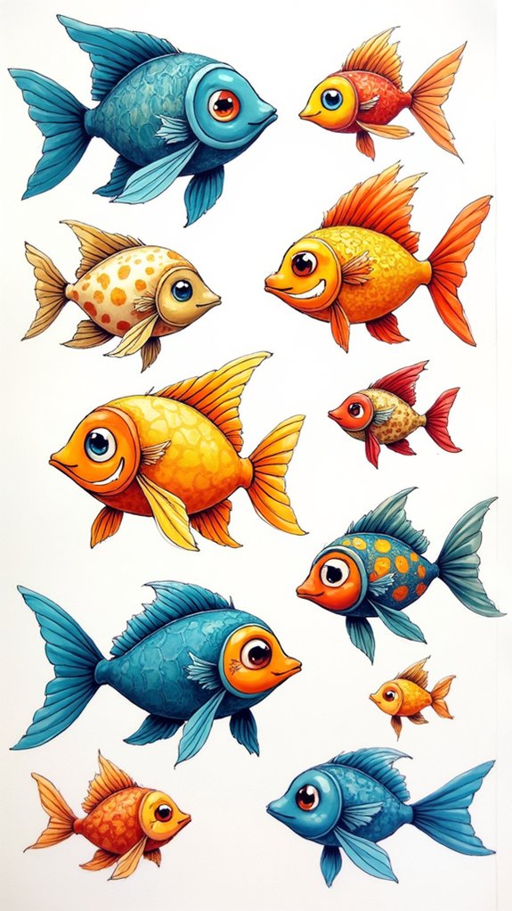 colorful fish doodles fun
