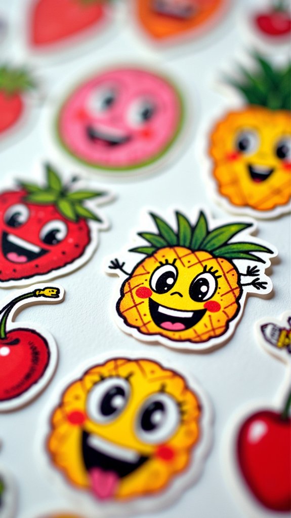 colorful fruit character doodles