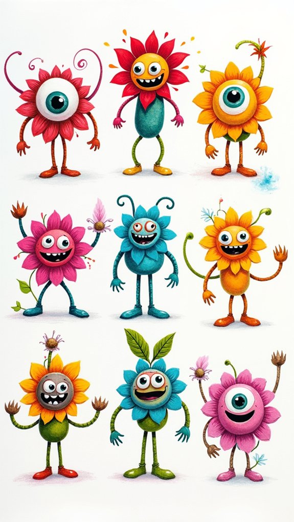 colorful playful flower creature