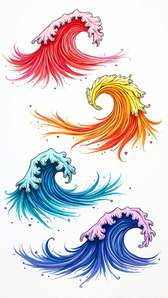 colorful wavy line designs