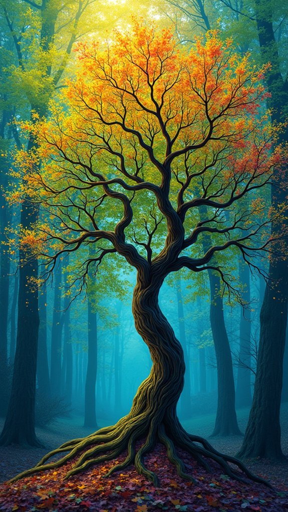 colorful whimsical tree doodles
