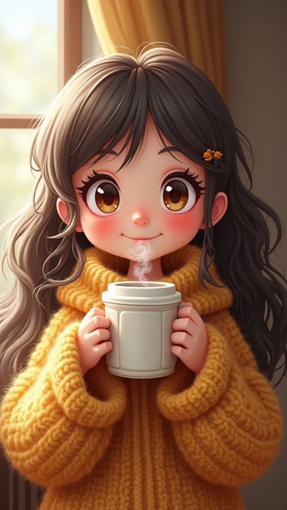 cozy sweater girl doodle