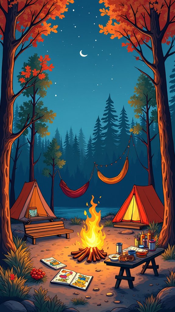 cozy woodland campsite ambiance