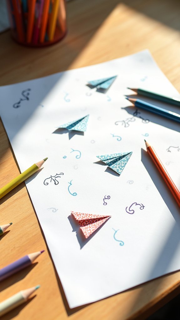 creative paper airplane doodling