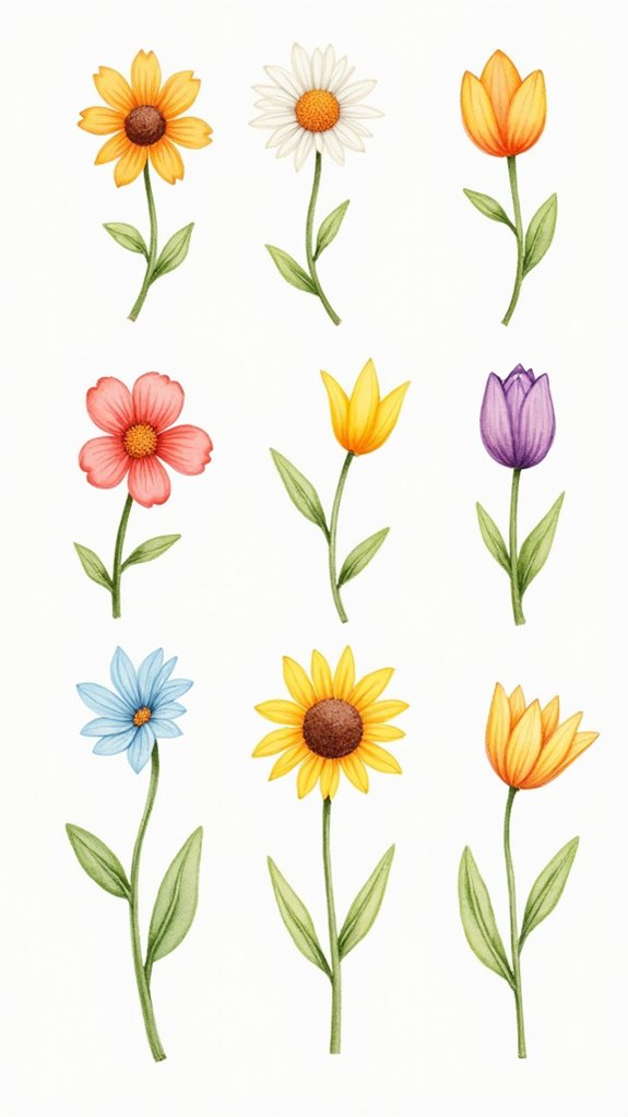 creative simple flower doodles