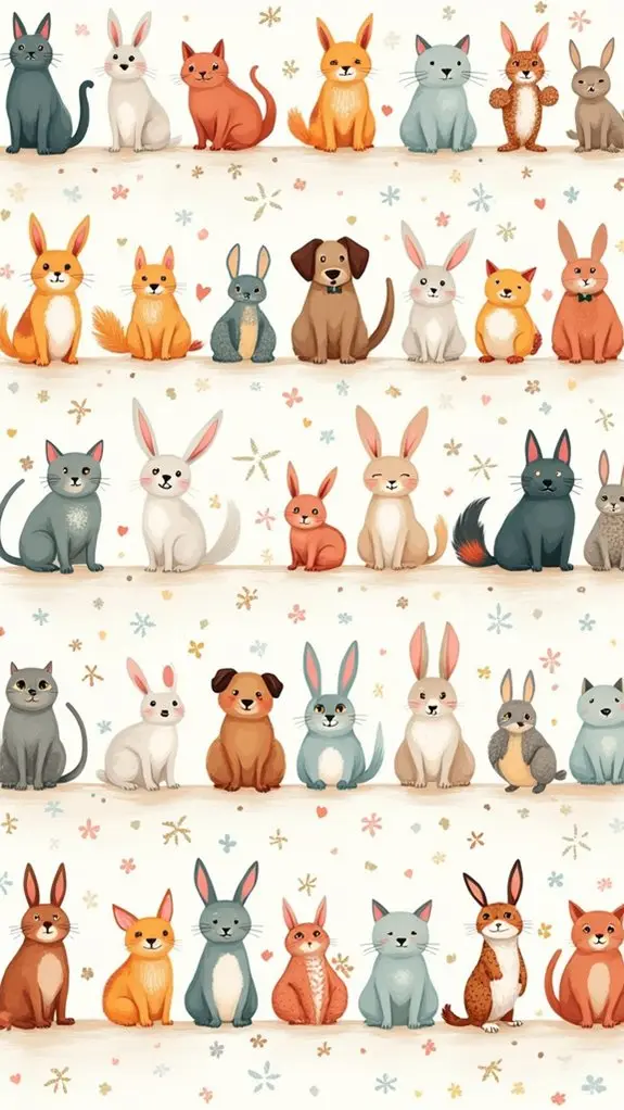 cute animal doodle patterns