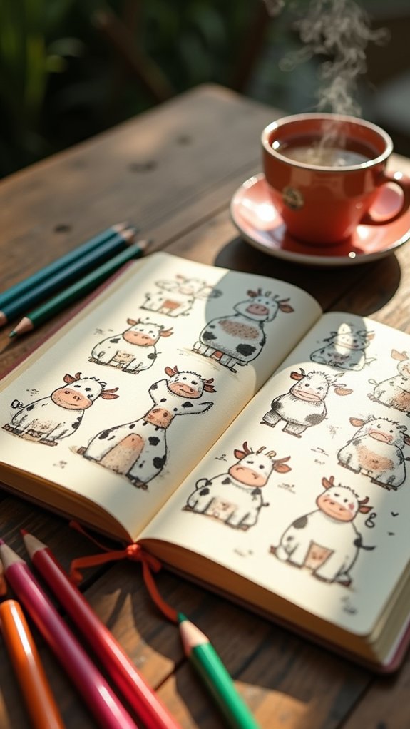 cute cow doodle guide