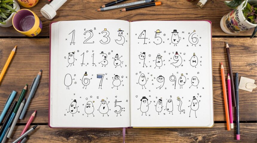 cute doodle number tutorial