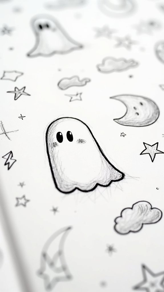 cute expressive floating ghost