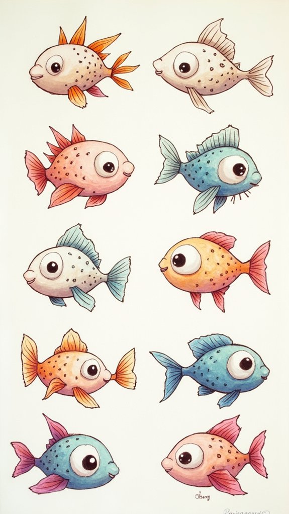 cute goofy pufferfish doodles