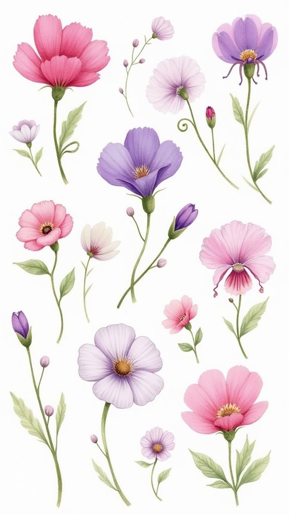 delicate clustered flower doodles