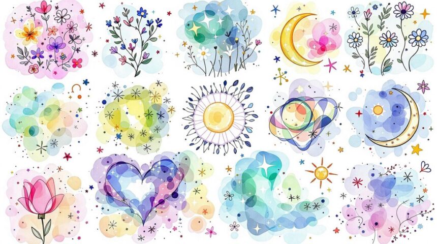 doodle watercolor art ideas