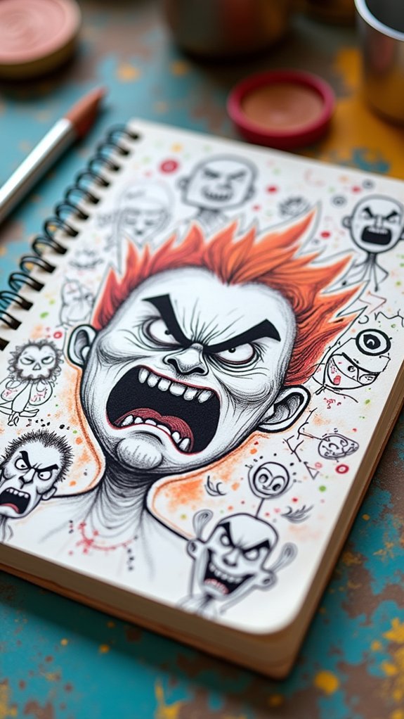 dramatic angry face doodle