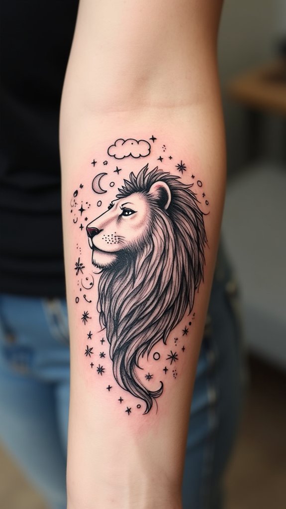 dreamy lion tattoo design