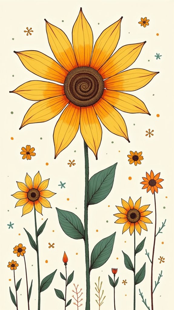 easy sunflower drawing guide