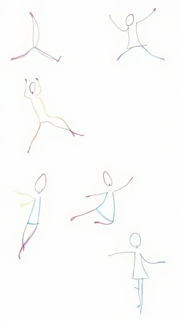 energetic dancing doodle figures