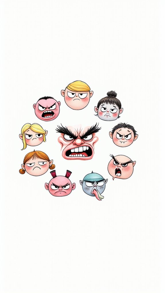 expressive angry face doodle