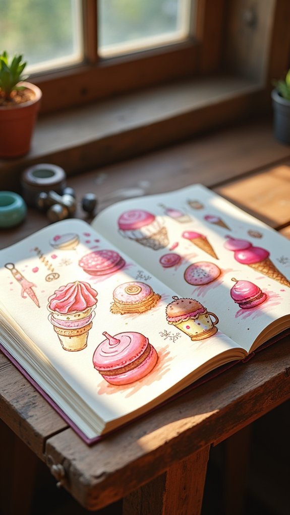 food inspired colorful doodles