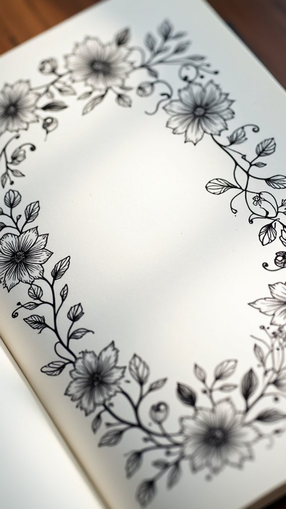 hand drawn floral journal borders