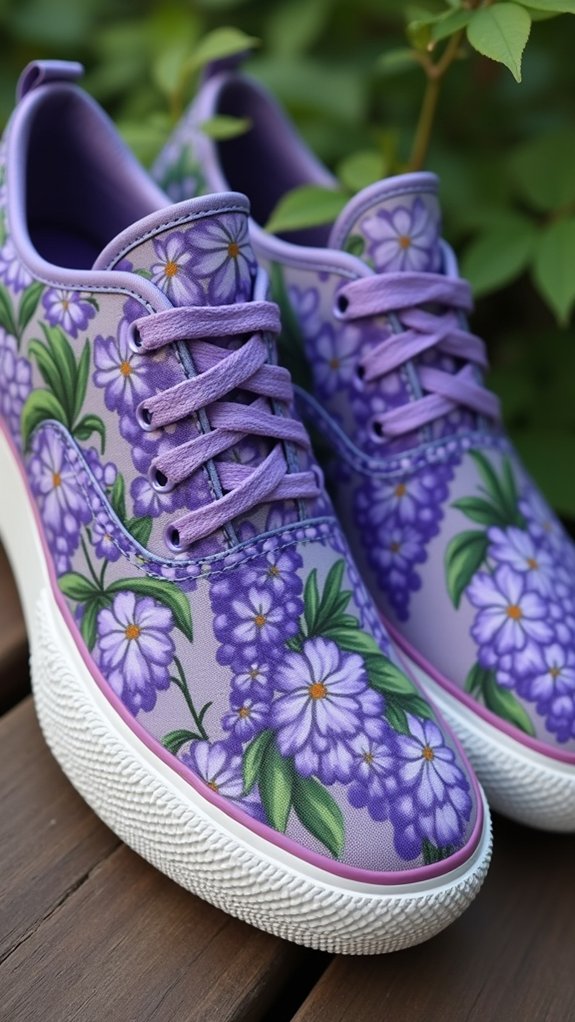 hand painted floral wisteria shoes