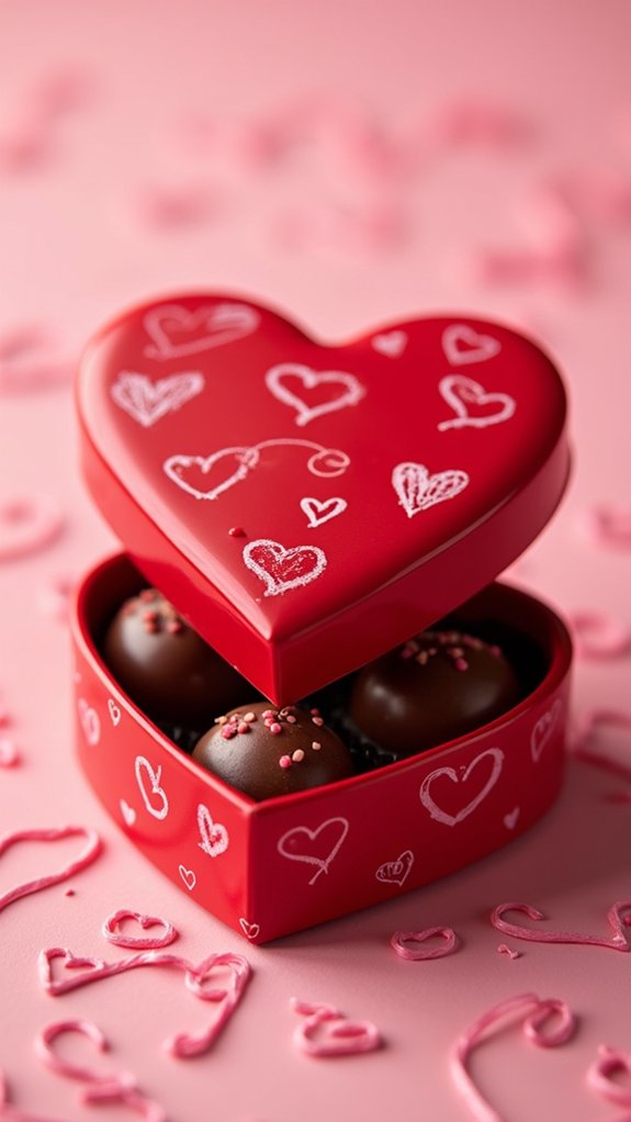 heart shaped chocolate box doodles