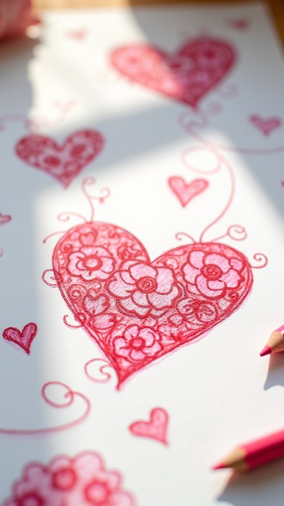 heart shaped rose doodle design