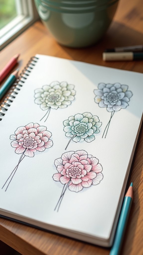hydrangea cluster sketching guide