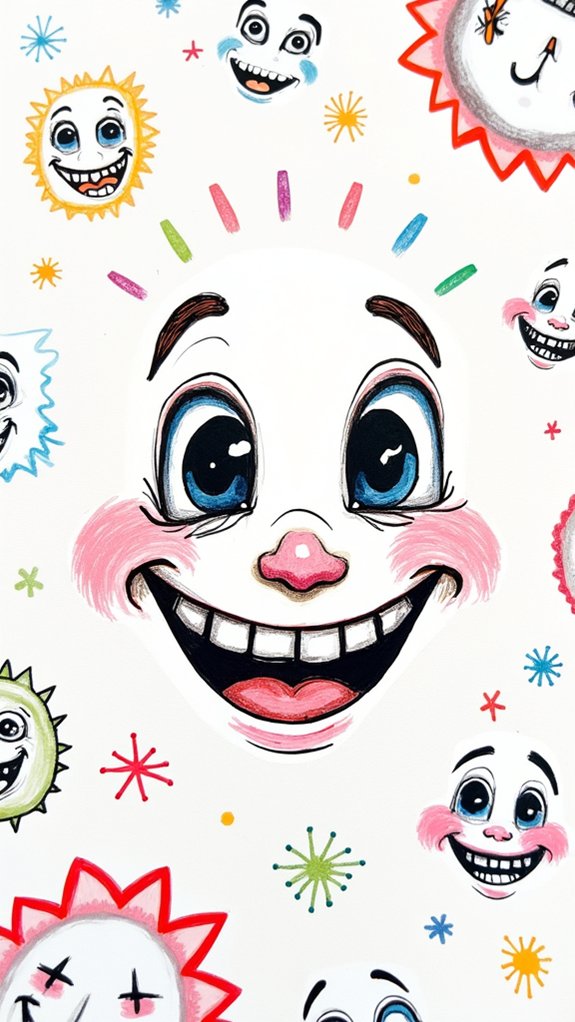 joyful egg shaped face