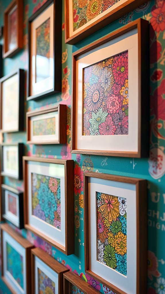 layered framed doodle prints