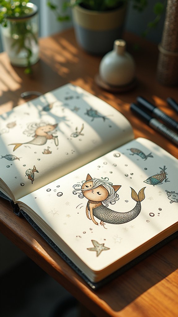 mermaid kitty doodle delight
