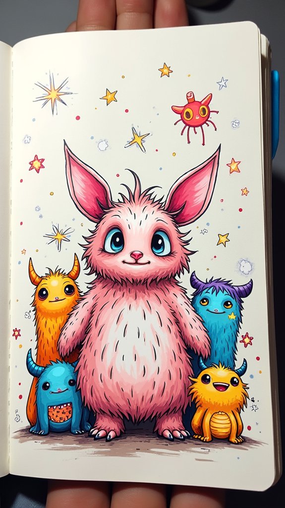 playful colorful monster doodles