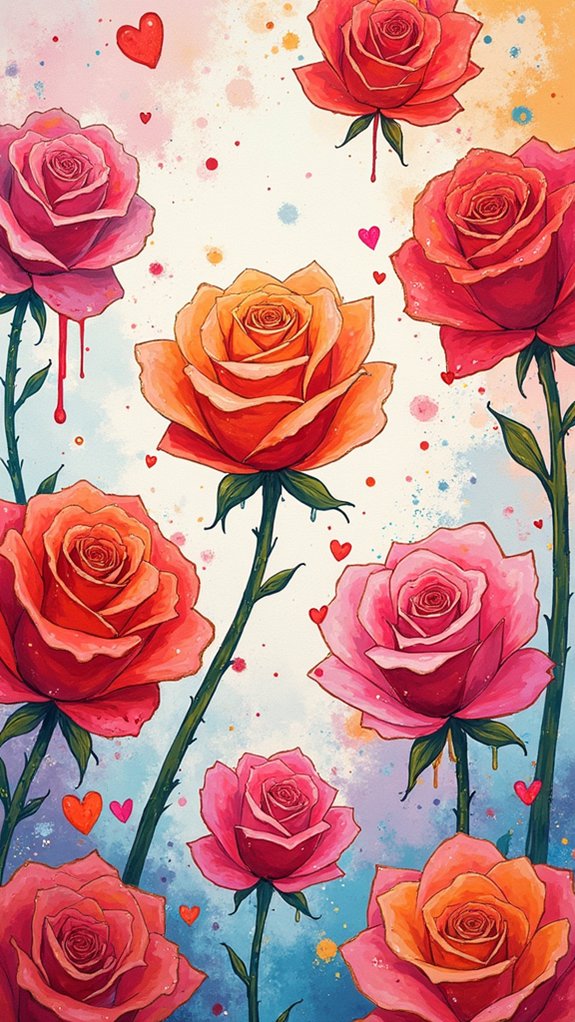 playful colorful rose illustrations