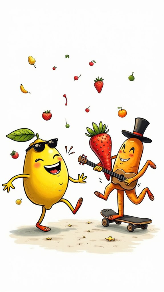playful food character illustrations