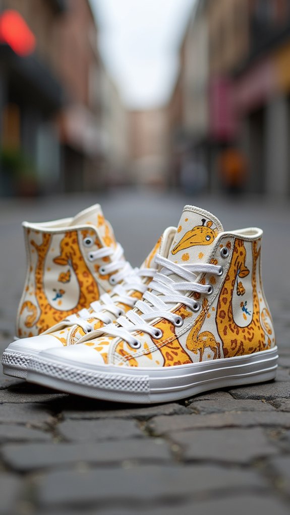 playful giraffe patterned high tops