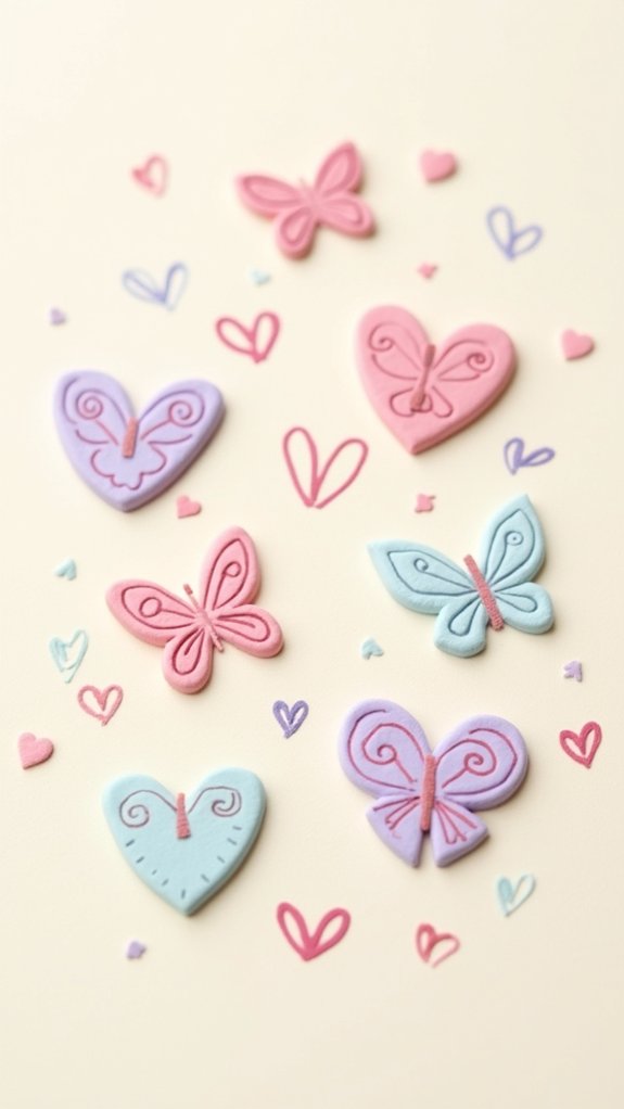 playful heart butterfly doodle